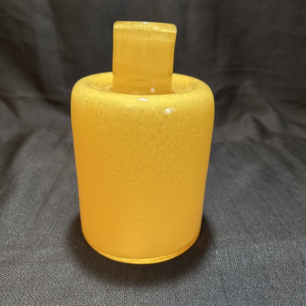 Anthropologie Sunset Series Hand Blown Glass Yellow Vase